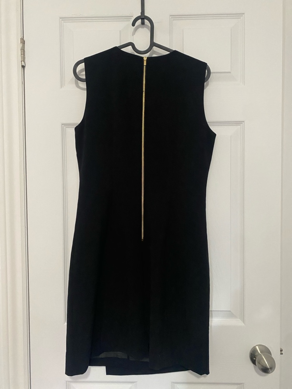 Calvin Klein - Black Sleeveless Mini Dress with Gold Pin - Picture 2 of 5
